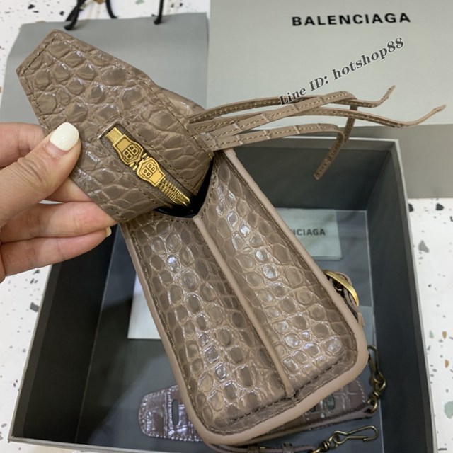 Balenciaga專櫃爆款鱷魚紋奶茶色手袋手提包 638512 巴黎世家小號Neo Classic機車包 fyj1438